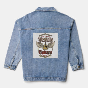 Jesus und Guitars Vintage christliche Gitarre Jeansjacke