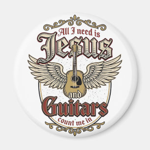 Jesus und Guitars Vintage Christliche Gitarre Magnet