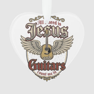 Jesus und Guitars Vintage Christliche Gitarre Ornament