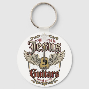 Jesus und Guitars Vintage christliche Gitarre Schlüsselanhänger