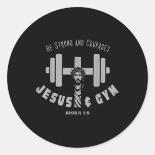 Jesus und Gym Christliches Training Weisheitskraft Runder Aufkleber