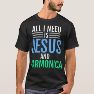 Jesus und Harmonica Christliche Funny Music-Gesche T-Shirt