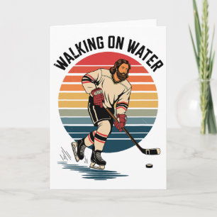Jesus und Hockey - Retro christlich religiös Hocke Karte