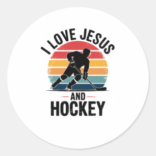 Jesus und Hockey - Vintage Christlich Religiöses H Runder Aufkleber