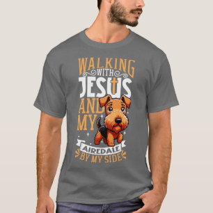 Jesus und Hund Airedale Terrier T-Shirt