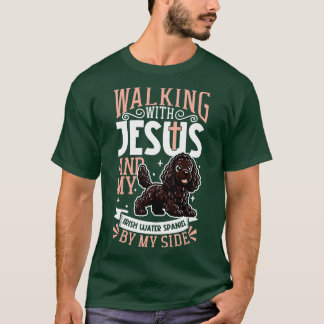 Jesus und Hund Irish Water Spaniel T-Shirt