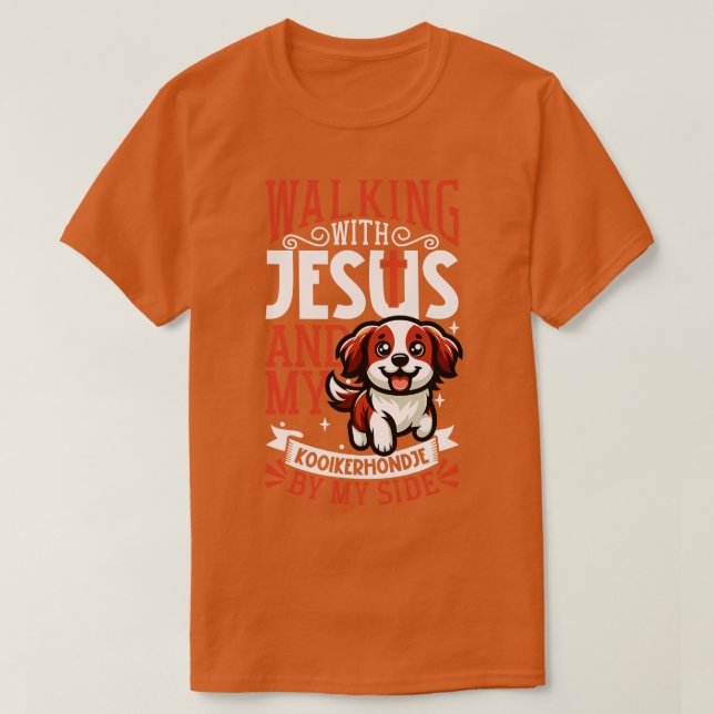 Jesus und Hund Kooikerhondje T-Shirt (Design vorne)