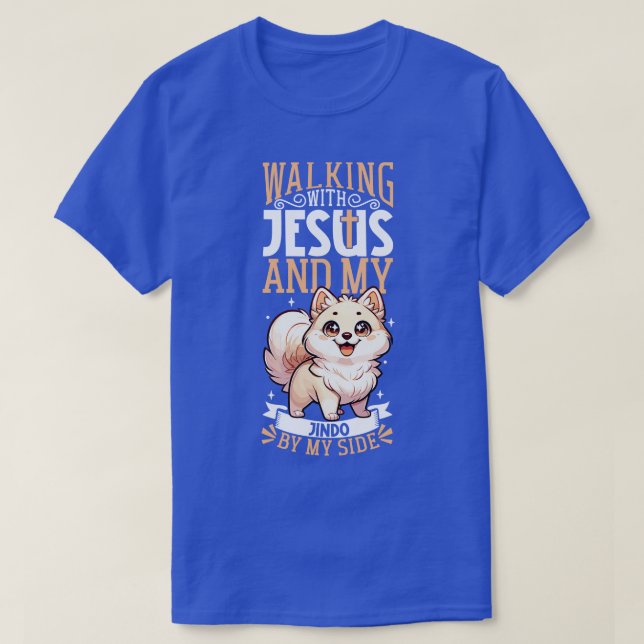 Jesus und Hund koreanischer Jindo T-Shirt (Design vorne)