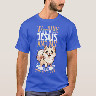 Jesus und Hund koreanischer Jindo T-Shirt