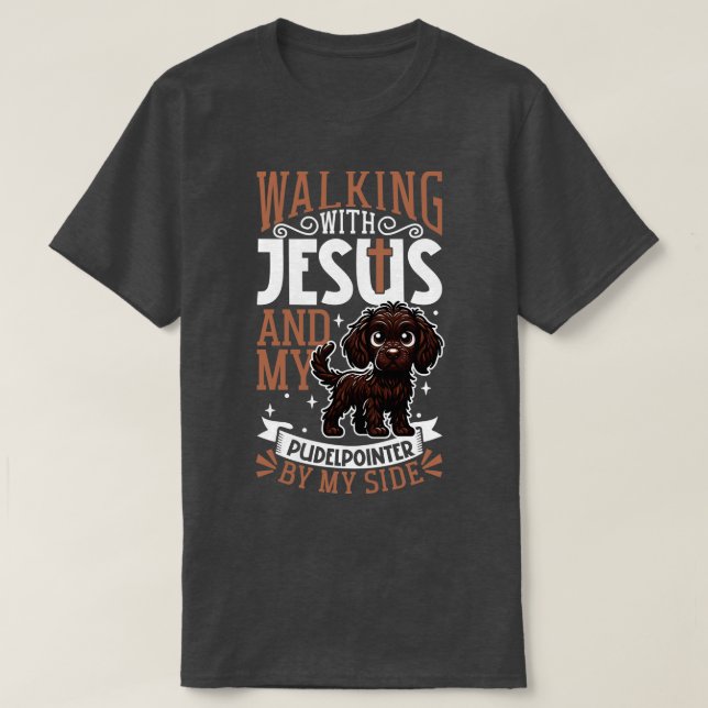 Jesus und Hund Pudelpointer T-Shirt (Design vorne)