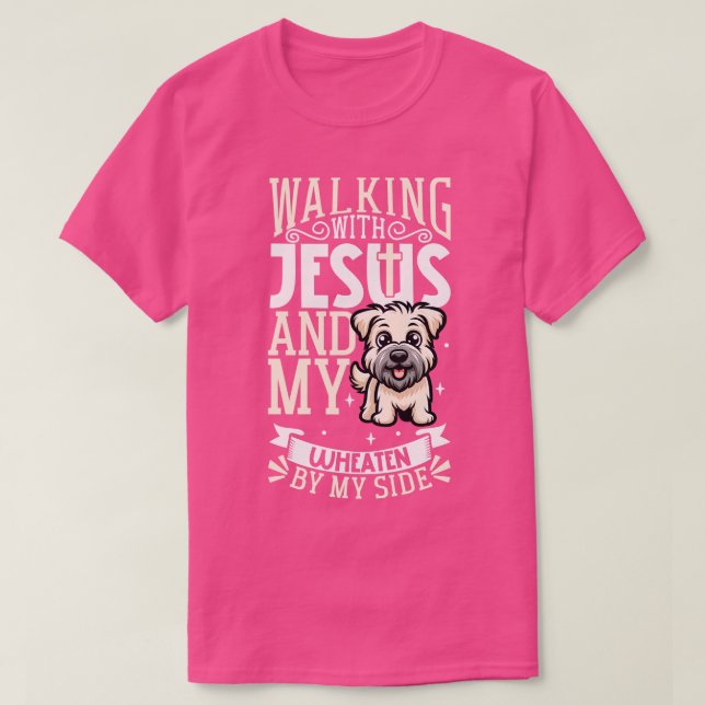 Jesus und Hund Softcoated Wheaten Terrier T-Shirt (Design vorne)