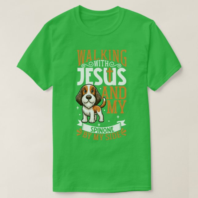 Jesus und Hund Spinone Italiano T-Shirt (Design vorne)