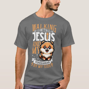 Jesus und Hund Spitz T-Shirt