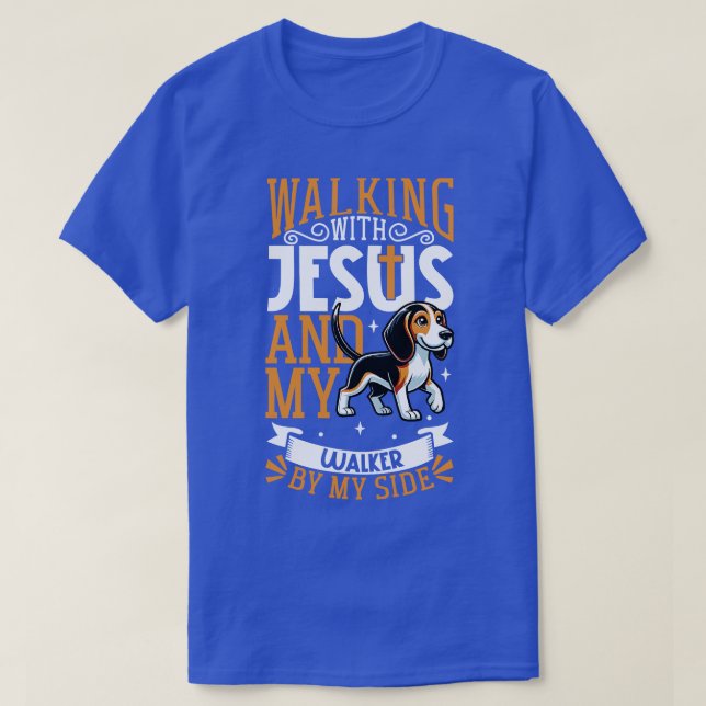 Jesus und Hund Treeing Walker Coonhound T-Shirt (Design vorne)