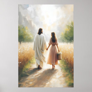 Jesus und ich Jesus umarmt Frau Heilende Umarmung Poster