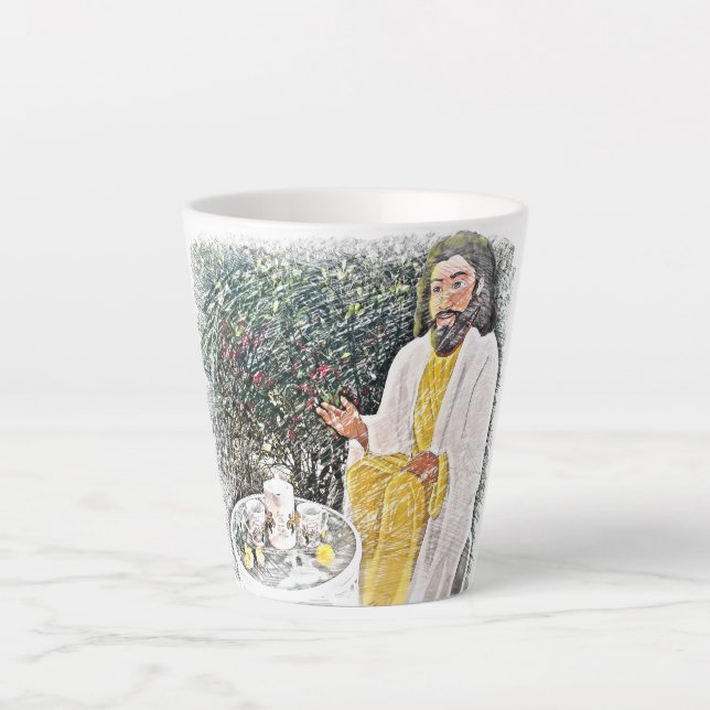 Jesus und ich mit Kaffee oder Tee Latte Tasse (Vorderseite)