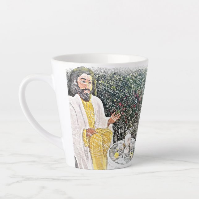 Jesus und ich mit Kaffee oder Tee Milchtasse (Links)