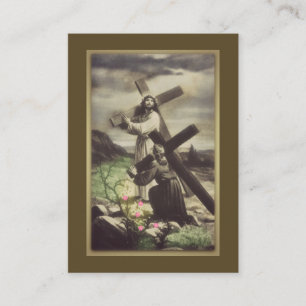 Jesus und junges Mädchen, die quere heilige Karte