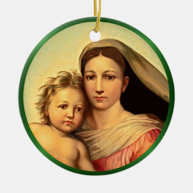 Jesus und Jungfrau Mary, Sixine Madonna ~ Keramik Keramik Ornament (Vorne)