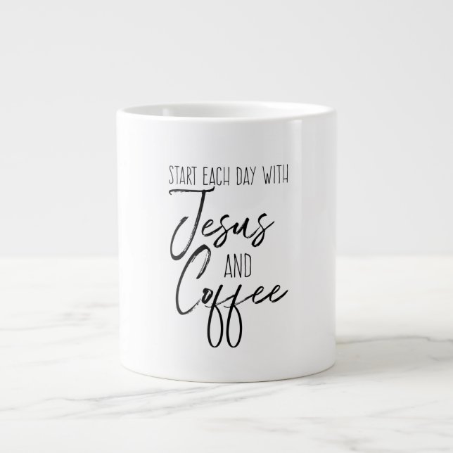 Jesus und Kaffee-Tasse Jumbo-Tasse (Vorderseite)