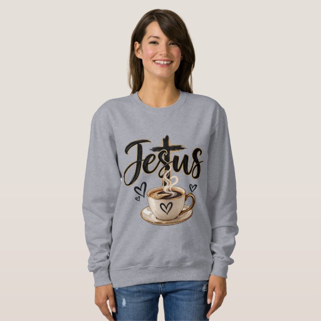 Jesus- und Kaffeeliebhaber  Sweatshirt (Vorne ganz)