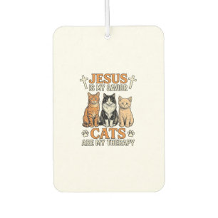 Jesus und Katzen sind meine Therapie Vintage Katze Autolufterfrischer