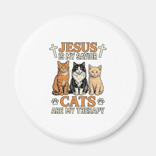 Jesus und Katzen sind meine Therapie Vintage-Katze Magnet