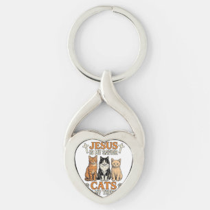 Jesus und Katzen sind meine Therapie Vintage Katze Schlüsselanhänger
