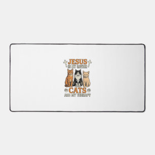 Jesus und Katzen sind meine Therapie Vintage Katze Schreibtischunterlage