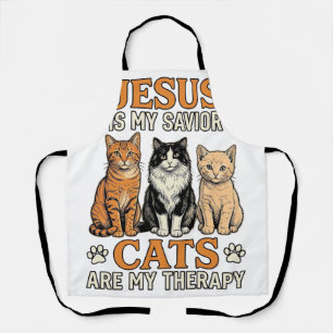 Jesus und Katzen sind meine Therapie Vintage-Katze Schürze