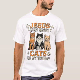 Jesus und Katzen sind meine Therapie Vintage Katze T-Shirt