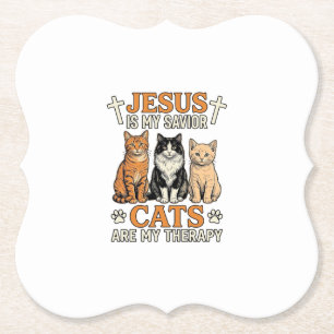 Jesus und Katzen sind meine Therapie Vintage-Katze Untersetzer