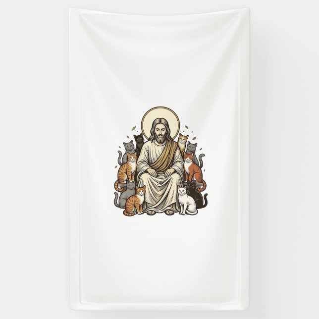 Jesus und Katzen Vintage Banner (Vertikal)