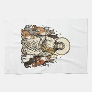 Jesus und Katzen Vintage Geschirrtuch