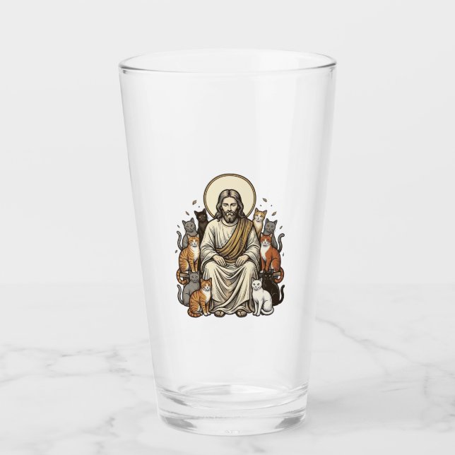 Jesus und Katzen Vintage Glas (Vorderseite)