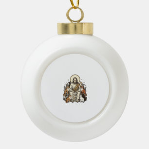 Jesus und Katzen Vintage Keramik Kugel-Ornament