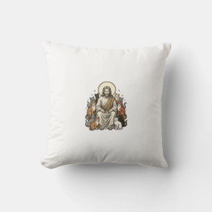 Jesus und Katzen Vintage Kissen