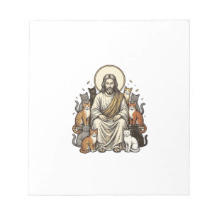 Jesus und Katzen Vintage Notizblock