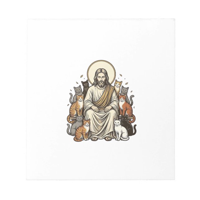Jesus und Katzen Vintage Notizblock (Vorderseite)