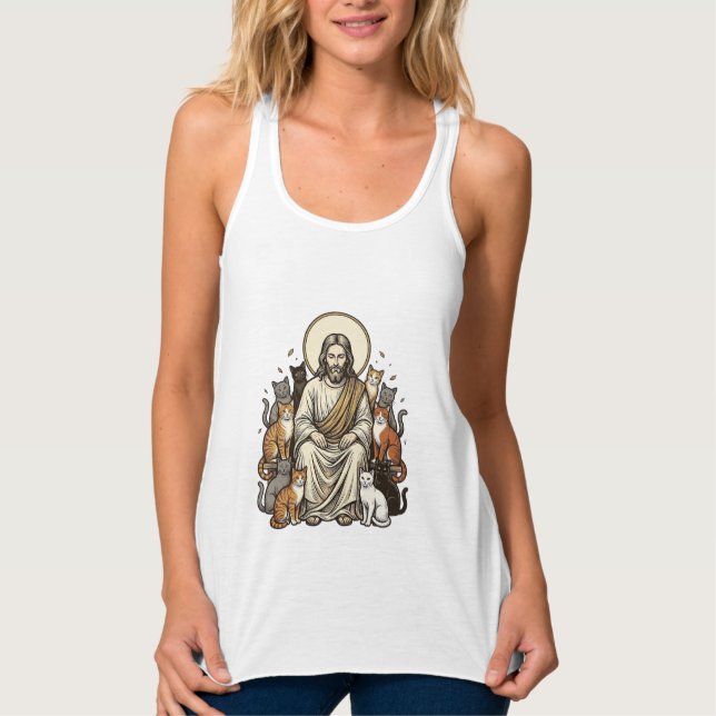 Jesus und Katzen Vintage Tank Top (Vorderseite)
