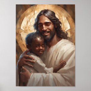 Jesus und Kind Christliches Poster