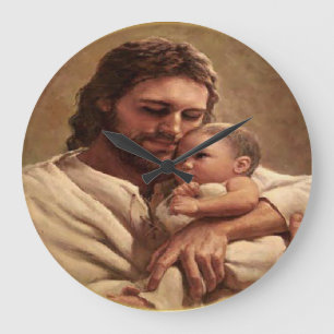 Jesus und Kind Große Wanduhr