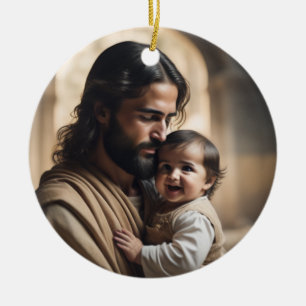 Jesus und Kind Keramik Ornament