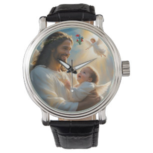 Jesus und Kinderengel Armbanduhr