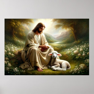 Jesus und Lamb Poster