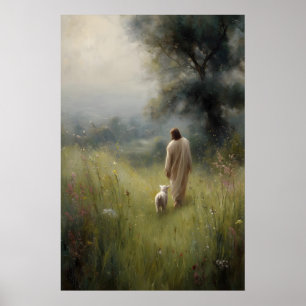 Jesus und Lamm Der gute Hirte Verlorene Schafe Jes Poster