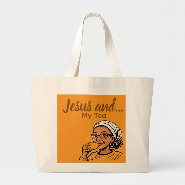 Jesus und mein Tee Jumbo Stoffbeutel (Vorne)