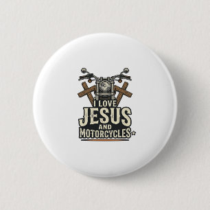 Jesus und Motorräder Vintage Christlicher Biker De Button