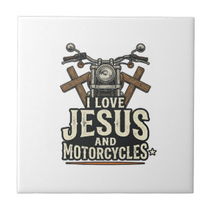 Jesus und Motorräder Vintage christlicher Biker-En Fliese