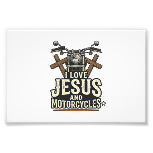 Jesus und Motorräder Vintage christlicher Biker-En Fotodruck